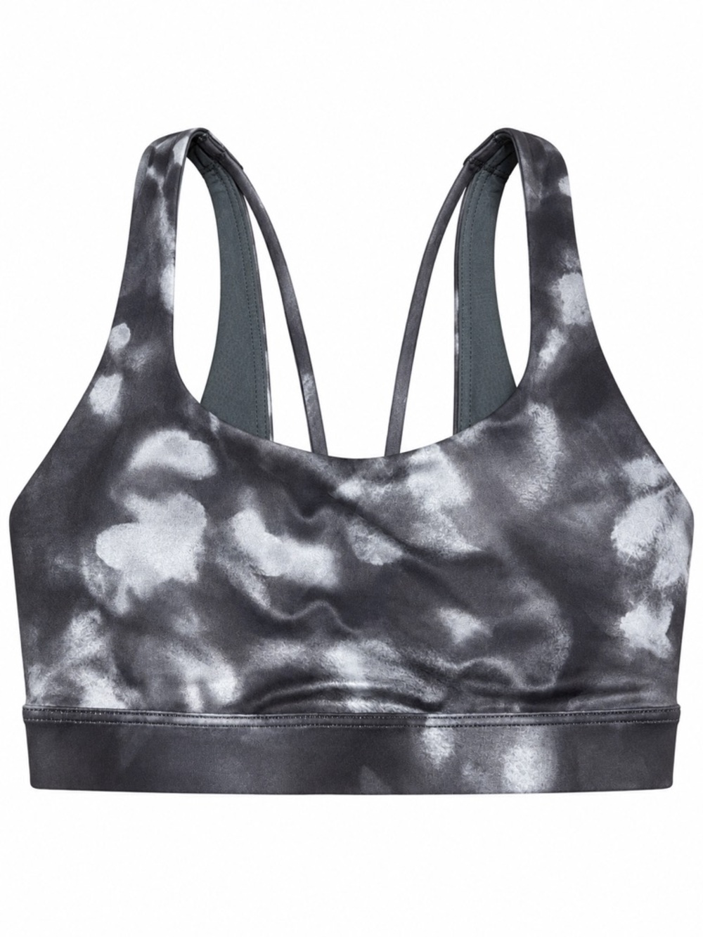 New - Athleta Exhale Printed D-DD Sports Bra in Gray & Black | Size XXS